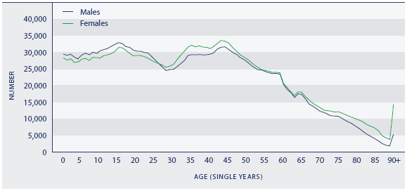 Figure P3 Population, by age and sex, 2006