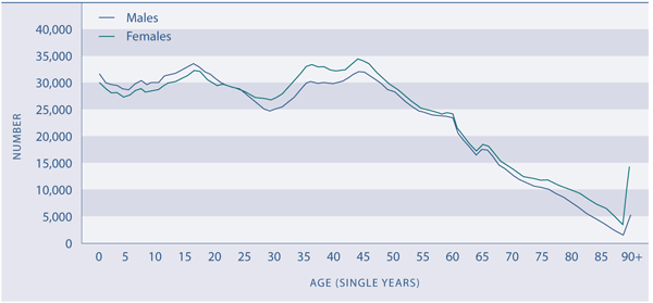 Figure P3 Population, by age and sex, 2006